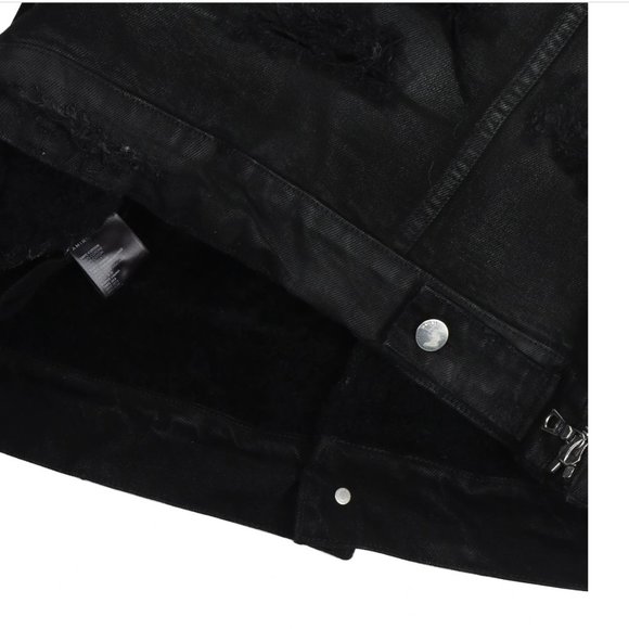 Amiri Killmonger Black Denim Shearling Jacket Size Large - Picture 3 of 12